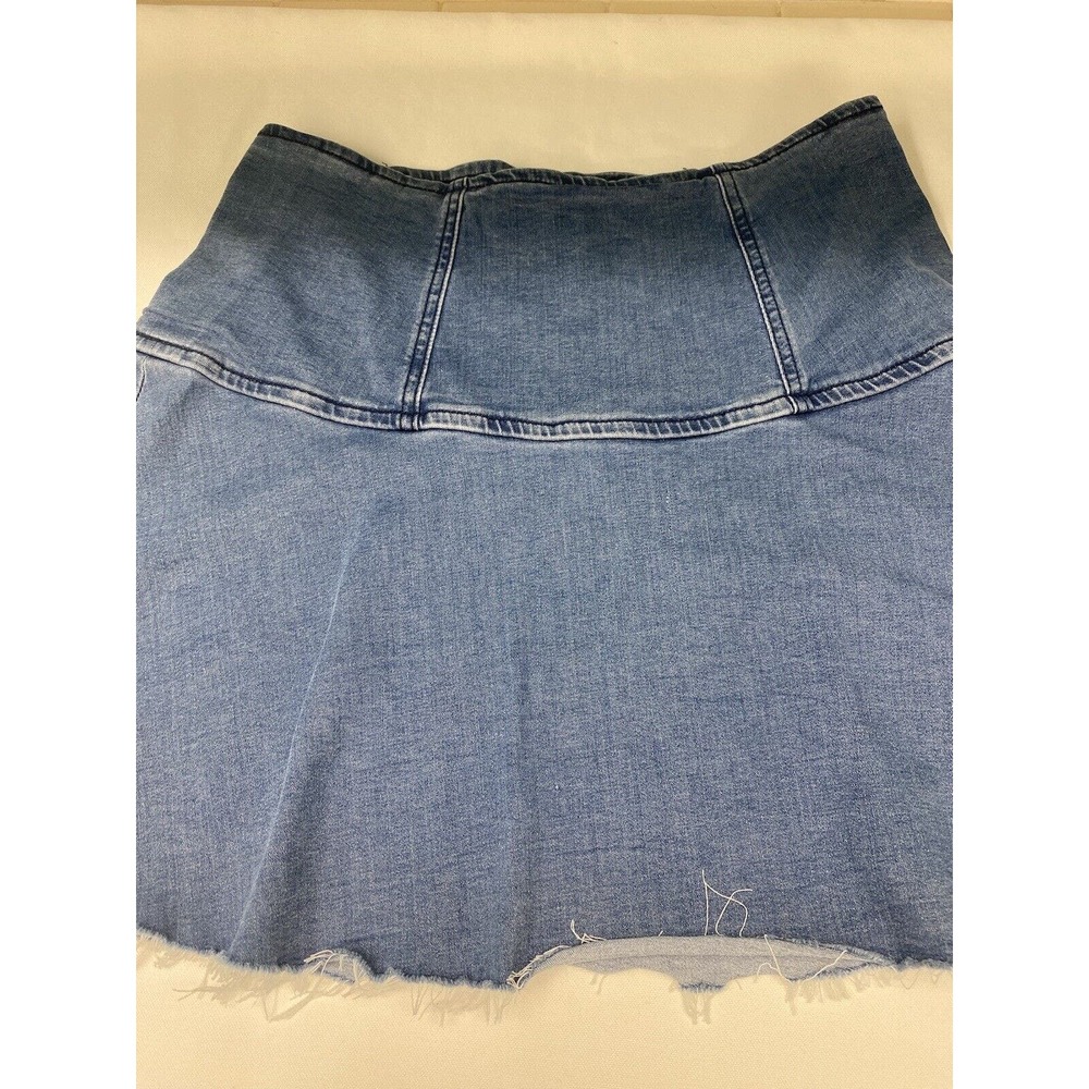 Free People We The Free Skirt Womens 6 Denim Blue Flare Raw